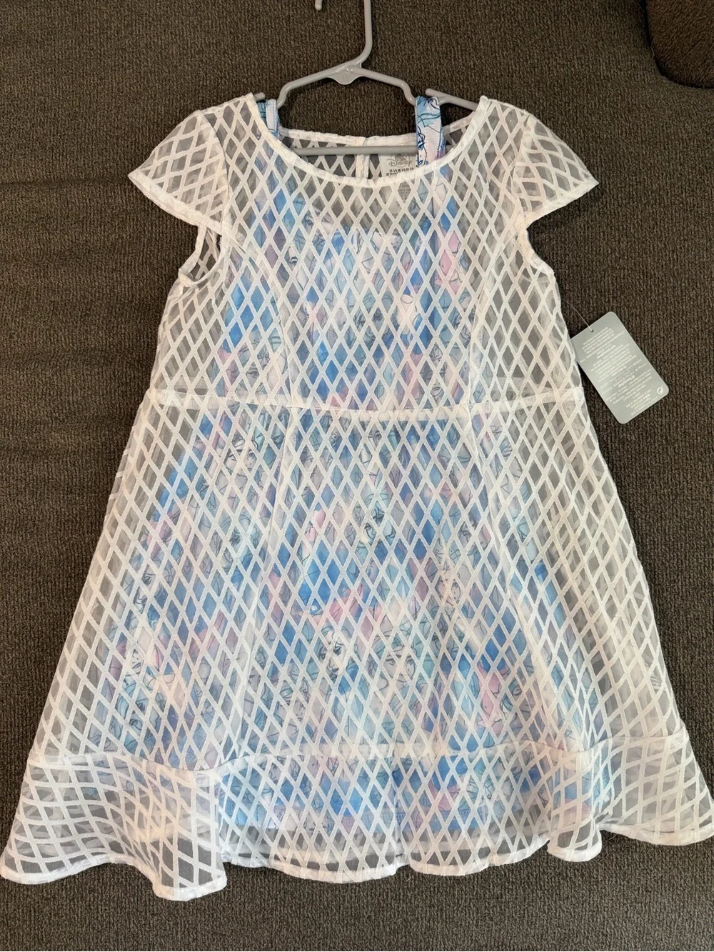 Disney Frozen Elsa Girls Dress with White Mesh Overlay | Size 5/6 | NWT